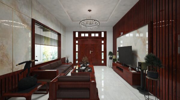 Thiết kế phòng khách nhà Anh Mạnh Cao Xanh - Hình ảnh 4